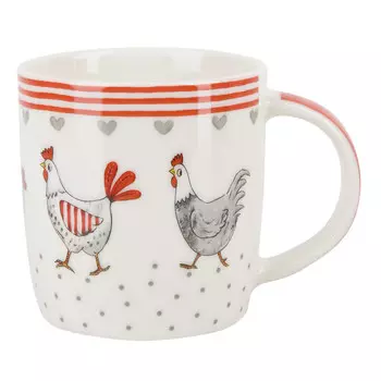 кружка NOUVELLE HOME Курочки Серые Сердечки 360мл фарфор