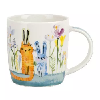 кружка NOUVELLE HOME Забавные животные Заяц, Кот 360мл фарфор