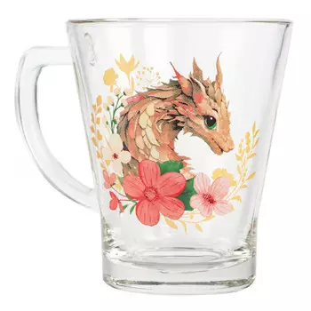 кружка OSZ Аура Цветочный Дракон 300мл стекло