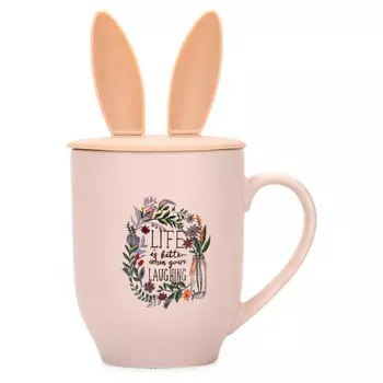 кружка SIJ Зайка 430мл с силиконовой крышкой фарфор