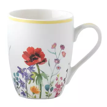 кружка TODELIA Ботаника желтая каемка 340мл костяной фарфор