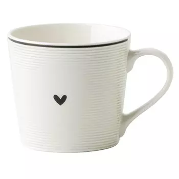 кружка TODELIA Сердца тонкие полосы 380мл костяной фарфор
