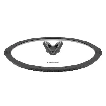 крышка ESPRADO Practico 28см с пароотводом стекло, силиконовый ободок