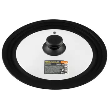 крышка MALLONY универсальная 22/24/26см стекло, силиконовый ободок паровыпуск