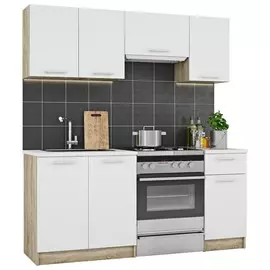 кухонный гарнитур ДИАНА 1800мм дуб сонома/белый столешница белая 28мм