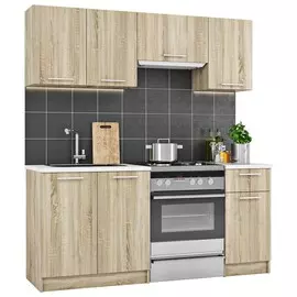 кухонный гарнитур ДИАНА 1800мм дуб сонома/дуб сонома столешница белая 28мм