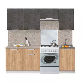 кухонный гарнитур СИМПЛ 2100мм бетон темный/дуб золотой ЛДСП/столешница 26мм