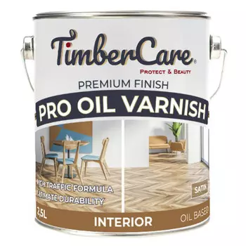 лак алкидно-уретановый паркетный TimberCare Pro Oil Varnish 2,5л полуматовый, арт.350070