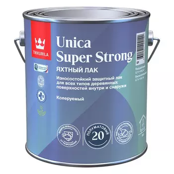 лак алкидно-уретановый TIKKURILA Unica Super Strong яхтный полуматовый 2,7л , арт.700014012