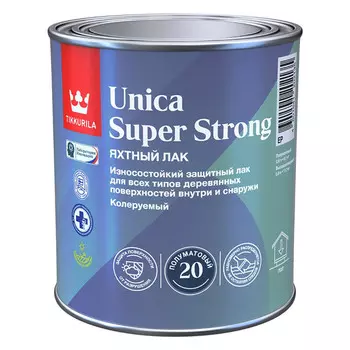 лак алкидно-уретановый TIKKURILA Unica Super Strong яхтный полуматовый 0,9л, арт.700014011