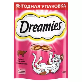 лакомство для кошек DREAMIES подушечки c говядиной 140г