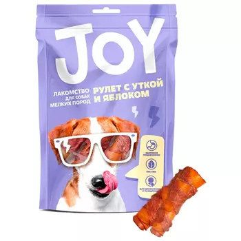 лакомство для собак JOY для мелких пород рулет с уткой и яблоком 60г
