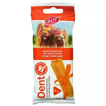 лакомство для собак BIFF Dent 40г 4шт для чистки зубов вкус сыра