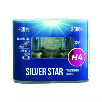 лампа AUTO STANDART H4 12В 60/55Вт +35% Silver Star 2шт