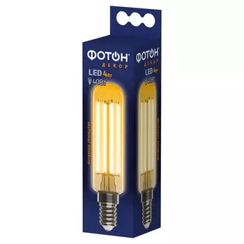 лампа филаментная ФОТОН LED серия Декор T25 4Вт E14 2200К трубка