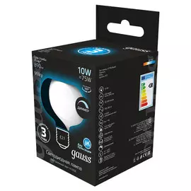 лампа филаментная GAUSS 10Вт Е27 LED 890Лм 4100К А190 milky диммируемая груша