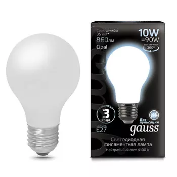 лампа филаментная GAUSS 10Вт LED Е27 860Лм LED 4100К milky А60