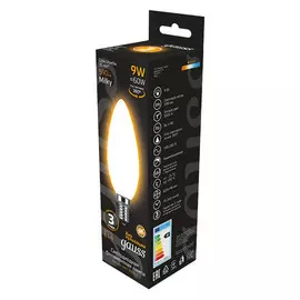 лампа филаментная GAUSS 9Вт Е14 LED 590Лм 3000К milky свеча