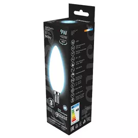 лампа филаментная GAUSS 9Вт Е14 LED 610Лм 4100К milky свеча