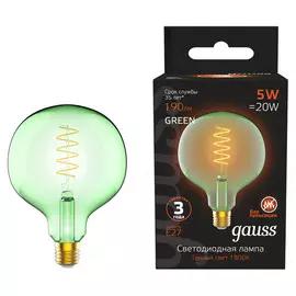 лампа филаментная GAUSS green flexible 5Вт Е27 LED 190Лм 1800К G125 шар