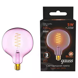 лампа филаментная GAUSS pink flexible 5Вт Е27 LED 190Лм 1800К G125 шар