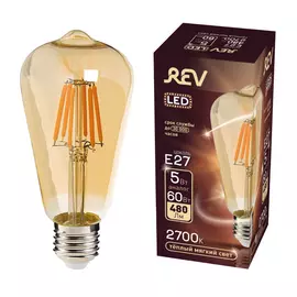 лампа светодиодная REV VINTAGE FILAMENT Premium Эдисон 5Вт E27 2700K 515Лм