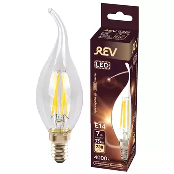лампа филаментная REV 7Вт E14 FC37 4000K свеча на ветру