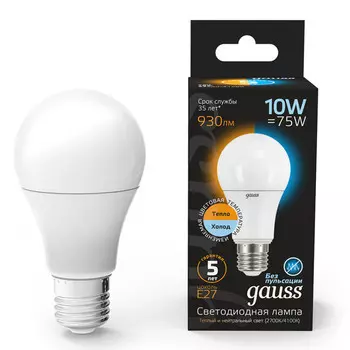 лампа Gauss 10Вт E27 930Лм LED 2700/4100К груша