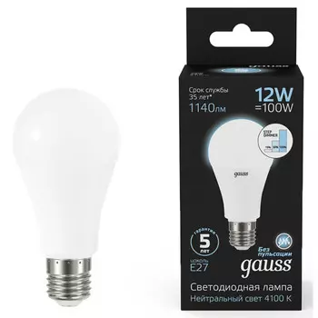 лампа Gauss 12Вт Е27 1140Лм LED 4100К диммирование груша