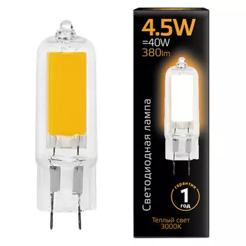лампа GAUSS 4.5Вт G4 LED 380Лм 3000K 240В капсула