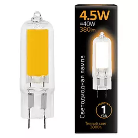 лампа GAUSS 4.5Вт G4 LED 380Лм 3000K 240В капсула