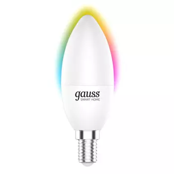 лампа GAUSS Smart Home 5Вт Е14 LED 470Лм 2700/6500К С37 RGBW свеча дим