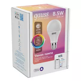 лампа GAUSS Smart Home 8,5Вт E27 LED 806Лм 2700/6500К A60 RGBW диммирование