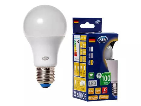 лампа светодиодная 13Вт E27 А60 димм груша 220В REV 2700К