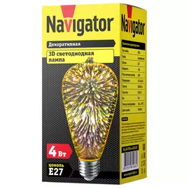лампа светодиодная декоративная Navigator 4Вт Е27 3D 230В ST64 T64