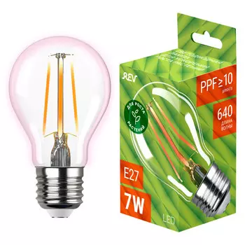 лампа светодиодная для растений REV 7Вт E27 575-650Нм PPF>10 груша