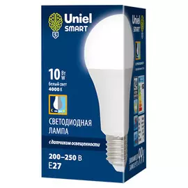 лампа светодиодная E27 10Вт 900Лм 4000К A60 с датчиком освещенности груша