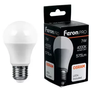 лампа светодиодная FERON 11Вт E27 940Лм 4000K груша