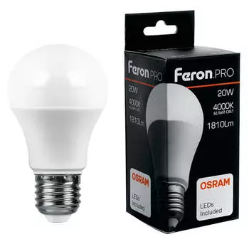 лампа светодиодная FERON 20Вт E27 1740Лм 2700K груша