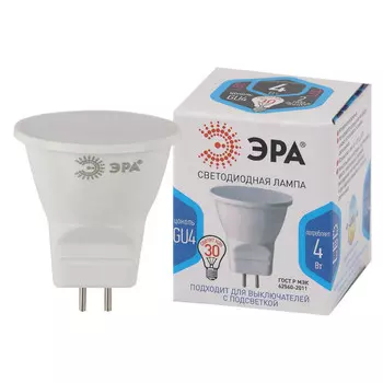 лампа светодиодная ЭРА 4Вт GU4 320Лм 4000К MR11 спот
