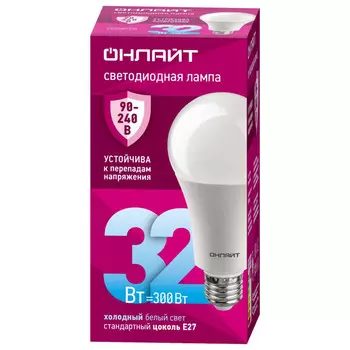 лампа светодиодная ОНЛАЙТ 32Вт Е27 2900Лм 6500К 90-240В груша
