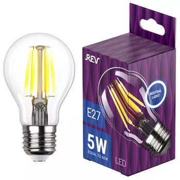 лампа светодиодная REV FILAMENT DECO Premium A60 5Вт E27 4000K 545Лм груша