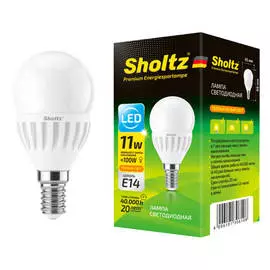 лампа светодиодная SHOLTZ 11Вт E14 920лм 3000K 220В шар