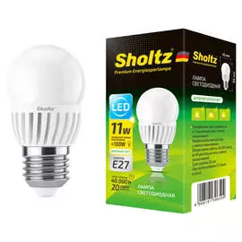 лампа светодиодная SHOLTZ 11Вт E27 828лм 4000K 220В шар