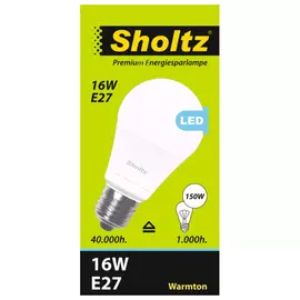 лампа светодиодная SHOLTZ 16Вт E27 1200лм 3000K 220В груша