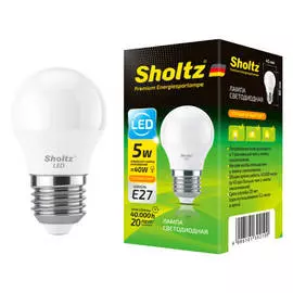 лампа светодиодная SHOLTZ 5Вт E27 380Лм 3000К шар