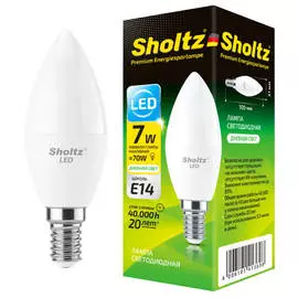 лампа светодиодная SHOLTZ 7Вт E14 560Лм 4200K свеча