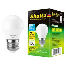 лампа светодиодная SHOLTZ 7Вт E27 560Лм 4200К шар