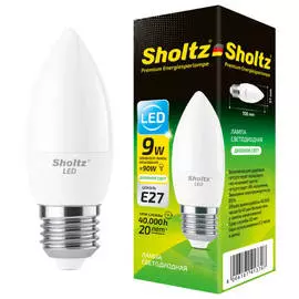 лампа светодиодная SHOLTZ 9Вт E27 600Лм 4200К свеча