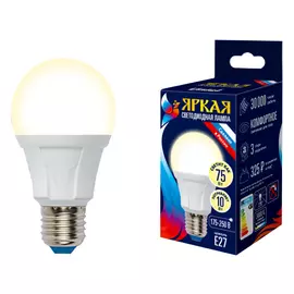 лампа светодиодная UNIEL 10Вт E27 850лм 2700K 220В груша A60